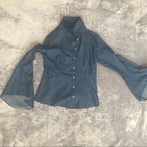 Denim Flare Sleeved Top